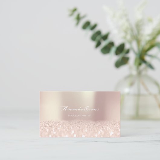 Skinny Glitte Blush Makeup Artist Event Planner Afsprakenkaartje (Staand voorkant)