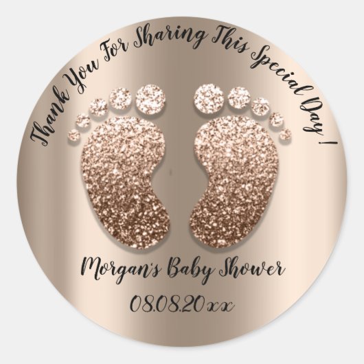 Skinny Glitter Feet Baby shower Favor Dank je Ronde Sticker (Voorkant)