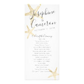 Skinny Gold Starfish Wedding Programme Reclamekaart (Voorkant)