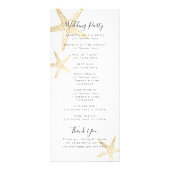 Skinny Gold Starfish Wedding Programme Reclamekaart (Achterkant)