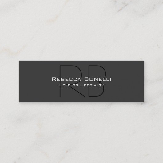 Skinny Grey Black Script Monogram Visitekaartje (Voorkant)