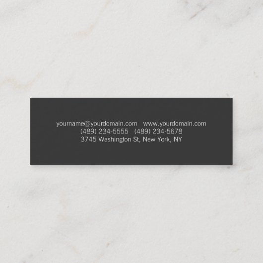 Skinny Grey Bold Text Stylish Professional Modern Mini Visitekaartje (Achterkant)