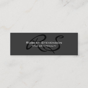 Skinny Grey Charming Script Monogram Visitekaartje