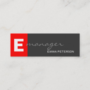 Skinny Grey Red Monogram Professional Manager Mini Visitekaartje