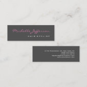 Skinny Hair Stylist Script Gray Pink Visitekaartje (Voorkant / Achterkant)
