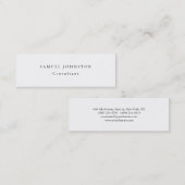 Skinny Minimalist Plain Simple White Professional Mini Visitekaartje (Voorkant / Achterkant)