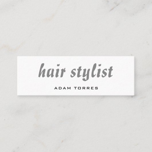 Skinny Modern Plain Professional Hair Stylist Mini Visitekaartje (Voorkant)