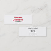 Skinny Modern Plain Red White Mini Visitekaartje (Voorkant / Achterkant)