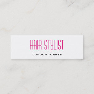 Skinny Modern Plain Simple Pink White Hair Stylist Mini Visitekaartje