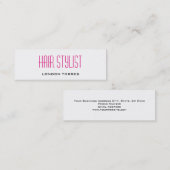 Skinny Modern Plain Simple Pink White Hair Stylist Mini Visitekaartje (Voorkant / Achterkant)