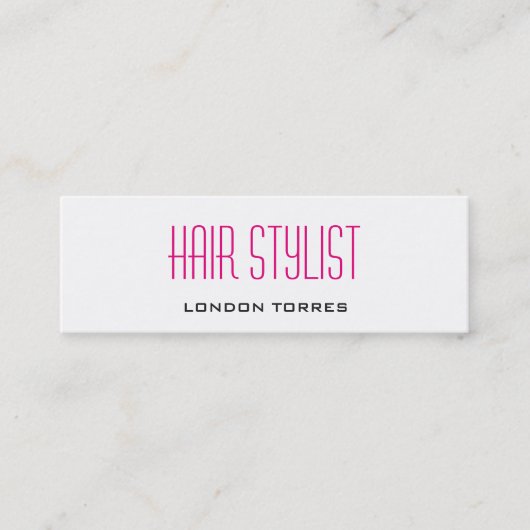 Skinny Modern Plain Simple Pink White Hair Stylist Mini Visitekaartje (Voorkant)