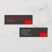 Skinny Modern Red Bold Text Grey Visitekaartje (Voorkant / Achterkant)