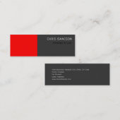Skinny Modern Rood Grijs Eenvoudig Gewoon Visiteka Mini Visitekaartje (Voorkant / Achterkant)