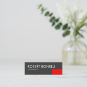 Skinny Modern White Bold Text Grey Visitekaartje (Staand voorkant)