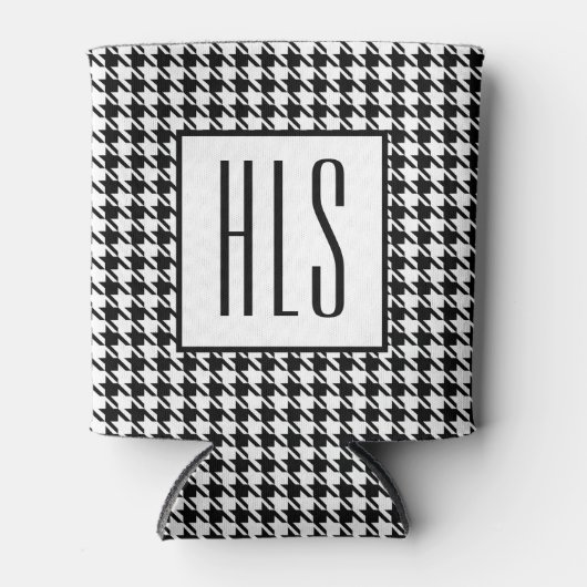 Skinny Monogram Initialen, Houndstooth Pattern 12o Blikjeskoeler (Voorkant)