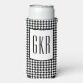 Skinny Monogram Initialen, Houndstooth Pattern, Seltzer Blikjeskoeler (Seltzer Voorkant)