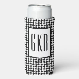 Skinny Monogram Initialen, Houndstooth Pattern, Seltzer Blikjeskoeler