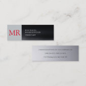 Skinny monogram roodgrijs modern mini visitekaartje (Voorkant / Achterkant)