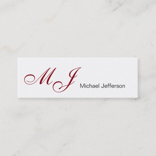 Skinny Monogram White Red Script Visitekaartje (Voorkant)