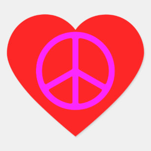 Skinny Pink Peace Symbol Hart Sticker