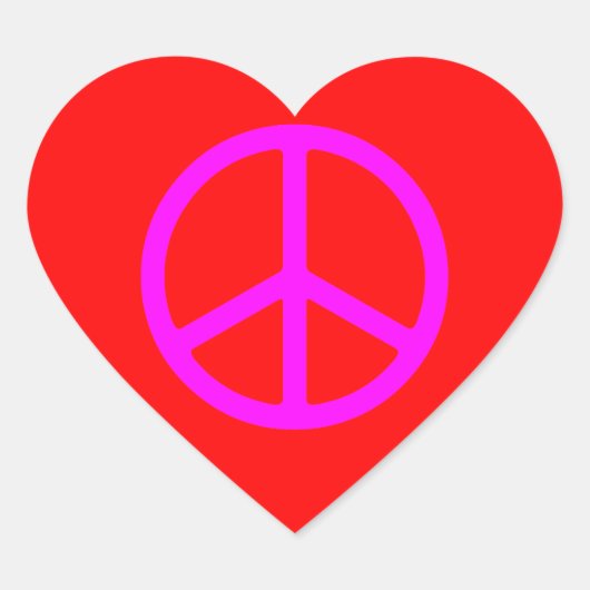 Skinny Pink Peace Symbol Hart Sticker (Voorkant)