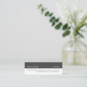 Skinny Plain Gray White Minimalist Modern Mini Visitekaartje (Staand voorkant)
