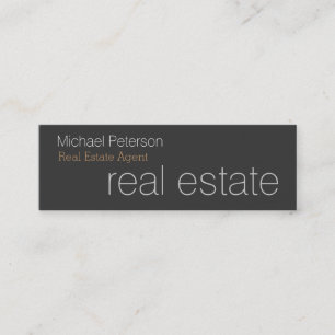 Skinny Plain Grey Real Estate Agent Visitekaartje