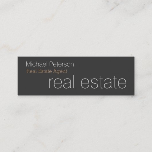 Skinny Plain Grey Real Estate Agent Visitekaartje (Voorkant)