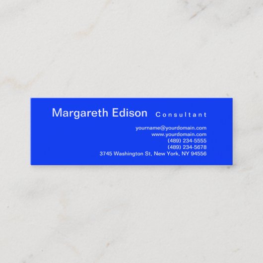 Skinny Professional Plain Blue Visitekaartje (Voorkant)
