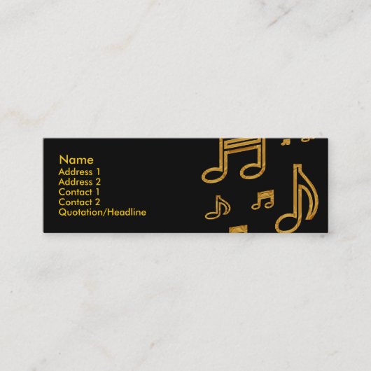 Skinny Profile Card Sjabloon - Gold Notes Mini Visitekaartje (Voorkant)