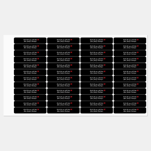 Skinny rechthoek ijzer-op zwarte labels (Vel)