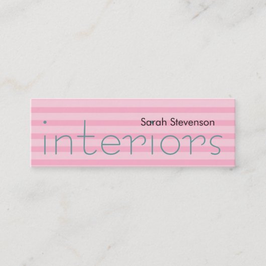 Skinny Roze Stripes Interior Designer Mini Visitekaartje (Voorkant)