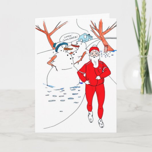 Skinny Santa Christmas Kaart voor Runner (Voorkant)