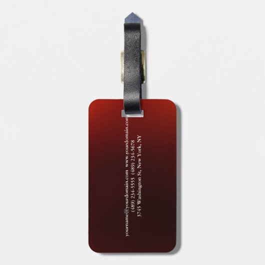 Skinny slank donkerrood professioneel visitekaartj bagagelabel (Achterkant verticaal)