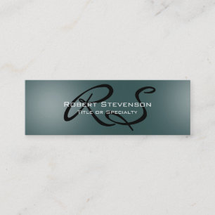 Skinny Slate Grey Script Monogram Visitekaartje