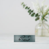 Skinny Slate Grey Script Monogram Visitekaartje (Staand voorkant)