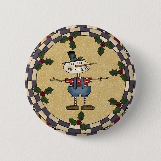 Skinny Snowman-kerstButton Ronde Button 5,7 Cm (Voorkant)