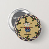 Skinny Snowman-kerstButton Ronde Button 5,7 Cm (Voorkant /achterkant)