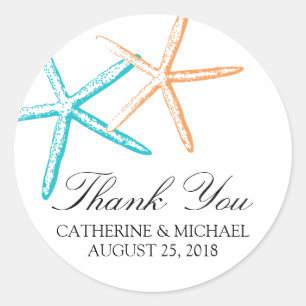Skinny Starfish bruiloft Ronde Sticker