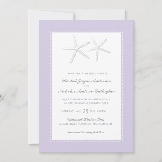 Skinny Starfish Lila Grey | Bruiloft Kaart (Voorkant)