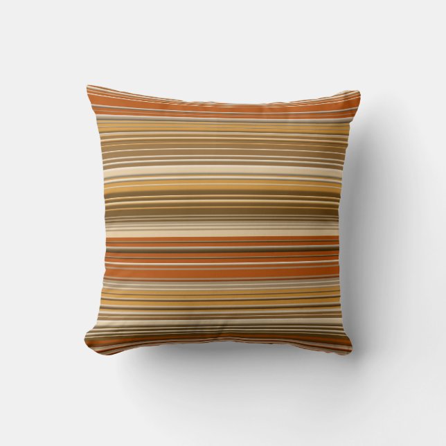 Skinny Stripes, Rust, Brits Sinaasappel, bruin, ka Kussen (Voorkant)