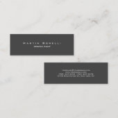 Skinny Unique Modern Gray Minimalist Plain Mini Visitekaartje (Voorkant / Achterkant)