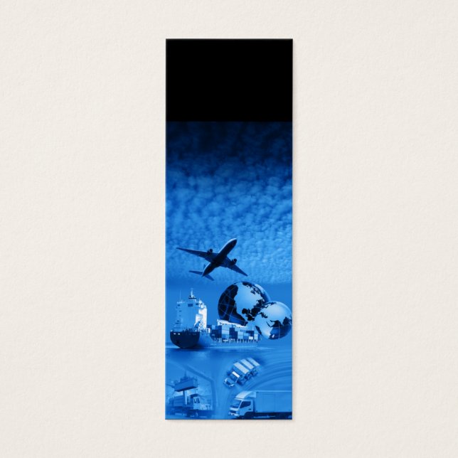 Skinny Vertical Freight Logistics Sjabloon Blauw Mini Visitekaartjes (Voorkant)