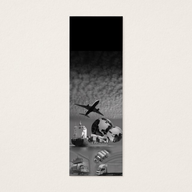 Skinny Vertical Freight Logistics Sjabloon Zwart Mini Visitekaartjes (Voorkant)