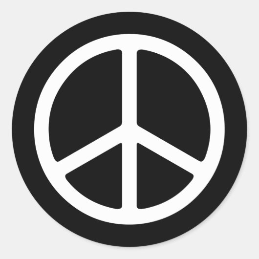 Skinny White Peace Symbol Ronde Sticker (Voorkant)