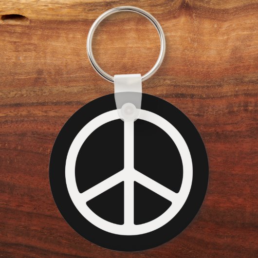 Skinny White Peace Symbol Sleutelhanger (Voorkant)