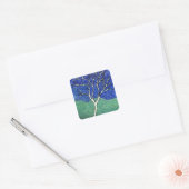 Skinny Witte Boom met Swirly Sky Vierkante Sticker (Envelop)