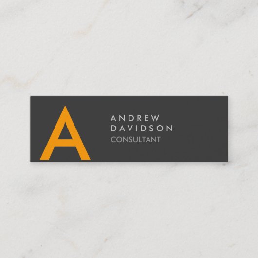 Skinny Yellow Grey Modern Monogram Visitekaartje (Voorkant)