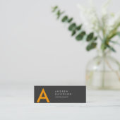 Skinny Yellow Grey Modern Monogram Visitekaartje (Staand voorkant)