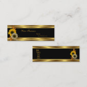 Skinny Zonnebloem Goud Zwart Elegant Classy 2 Mini Visitekaartje (Voorkant / Achterkant)